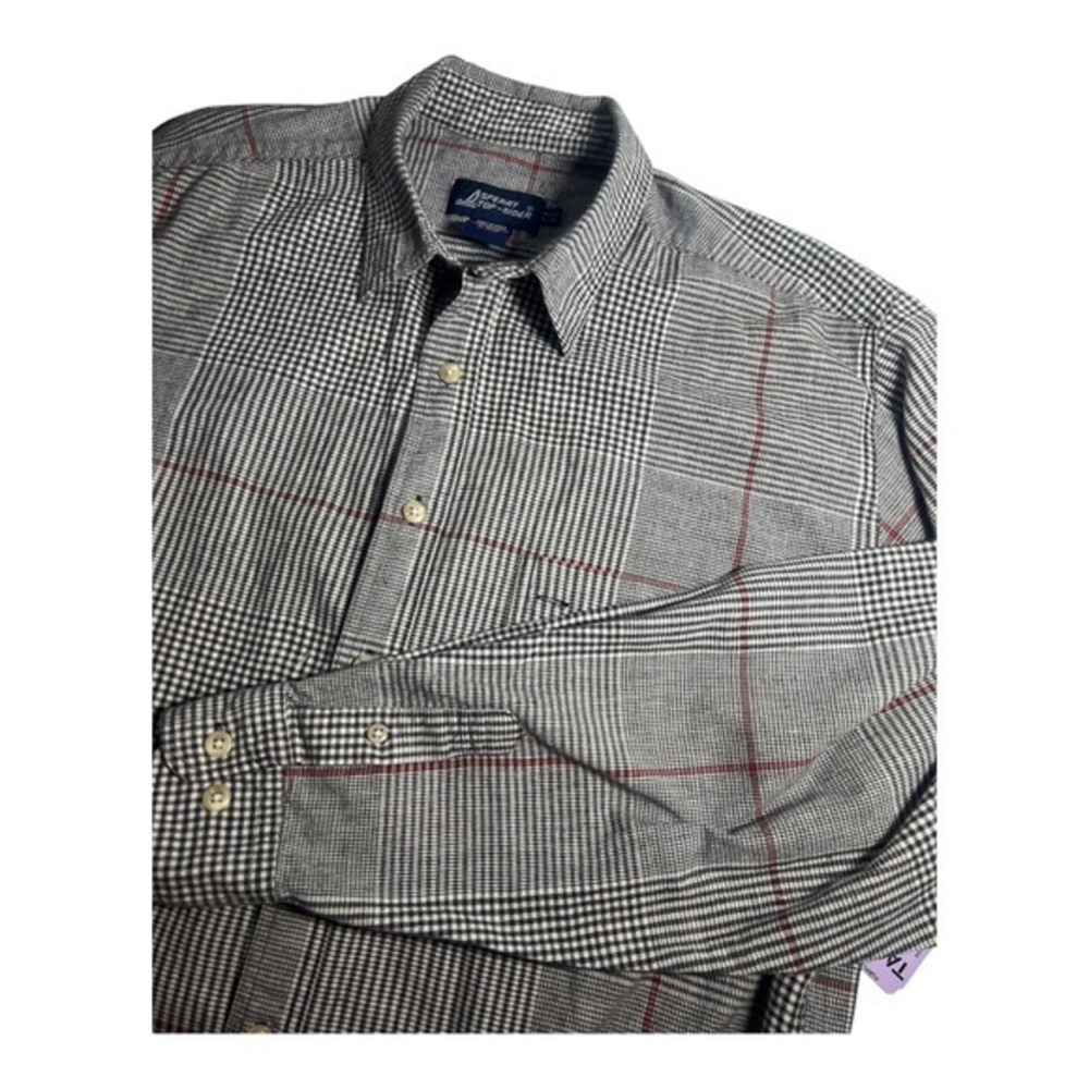 Sperry Top Sider Men's‎ Long Sleeve Button Down Check/Plaid Black/Red Large